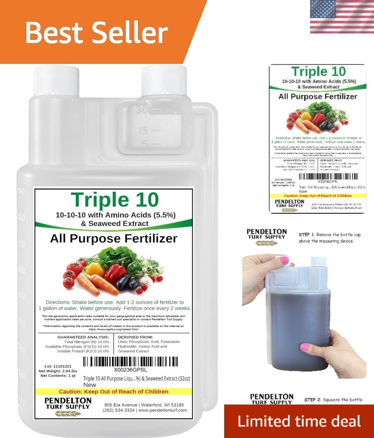 32oz Triple 10 All-Purpose Fertilizer for Vibrant Plant Growth, Indoor & Outdoor