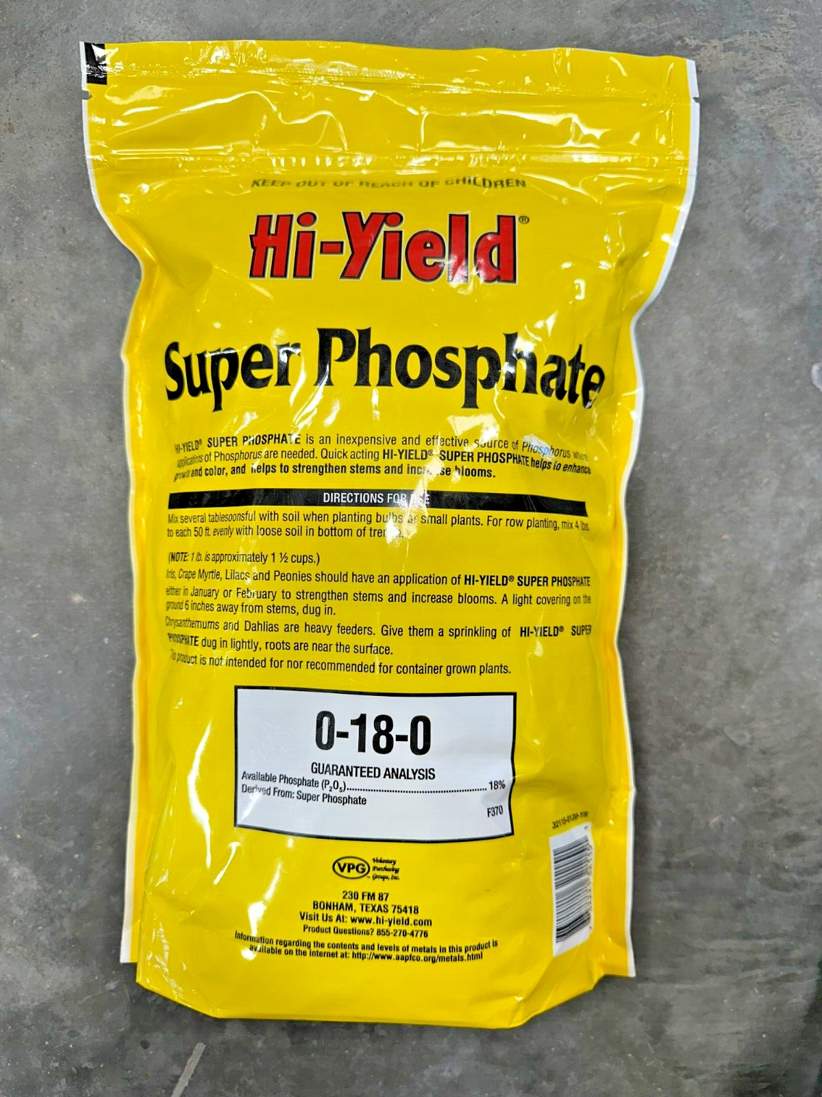 Hi-Yield Super Phosphate 0-18-0 Plant Fertilizer, 4lb