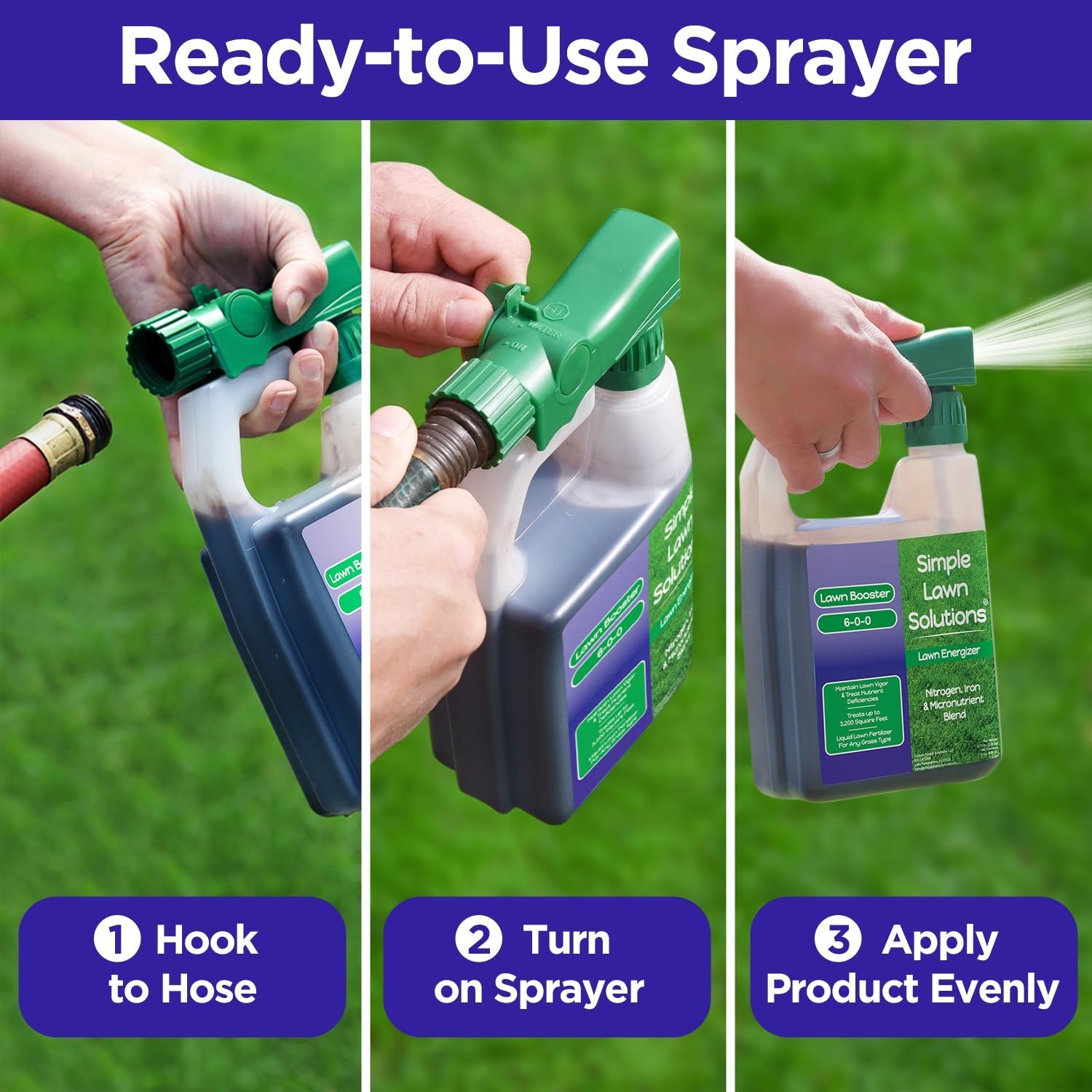 Commercial Grade Liquid Lawn Fertilizer Spray – Nitrogen & Iron for Deep Green G