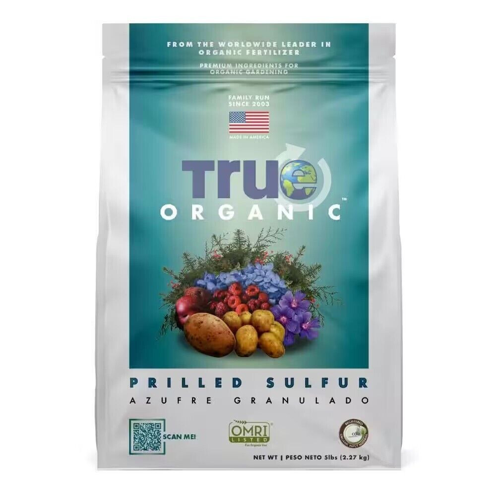 NEW ⭐️ TRUE ORGANIC Organic Prilled Sulfur Soil Acidifier, OMRI Listed, 5 lbs.