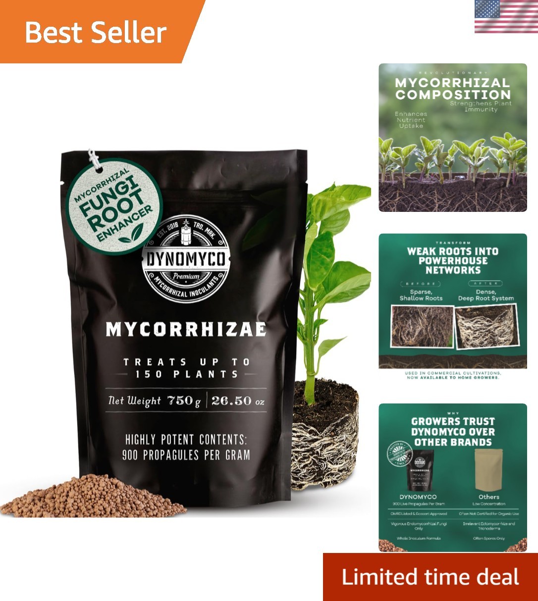 Granular Mycorrhizal Fungi Inoculant, 750g / 26.50oz – Boosts Root Growth, Yi…