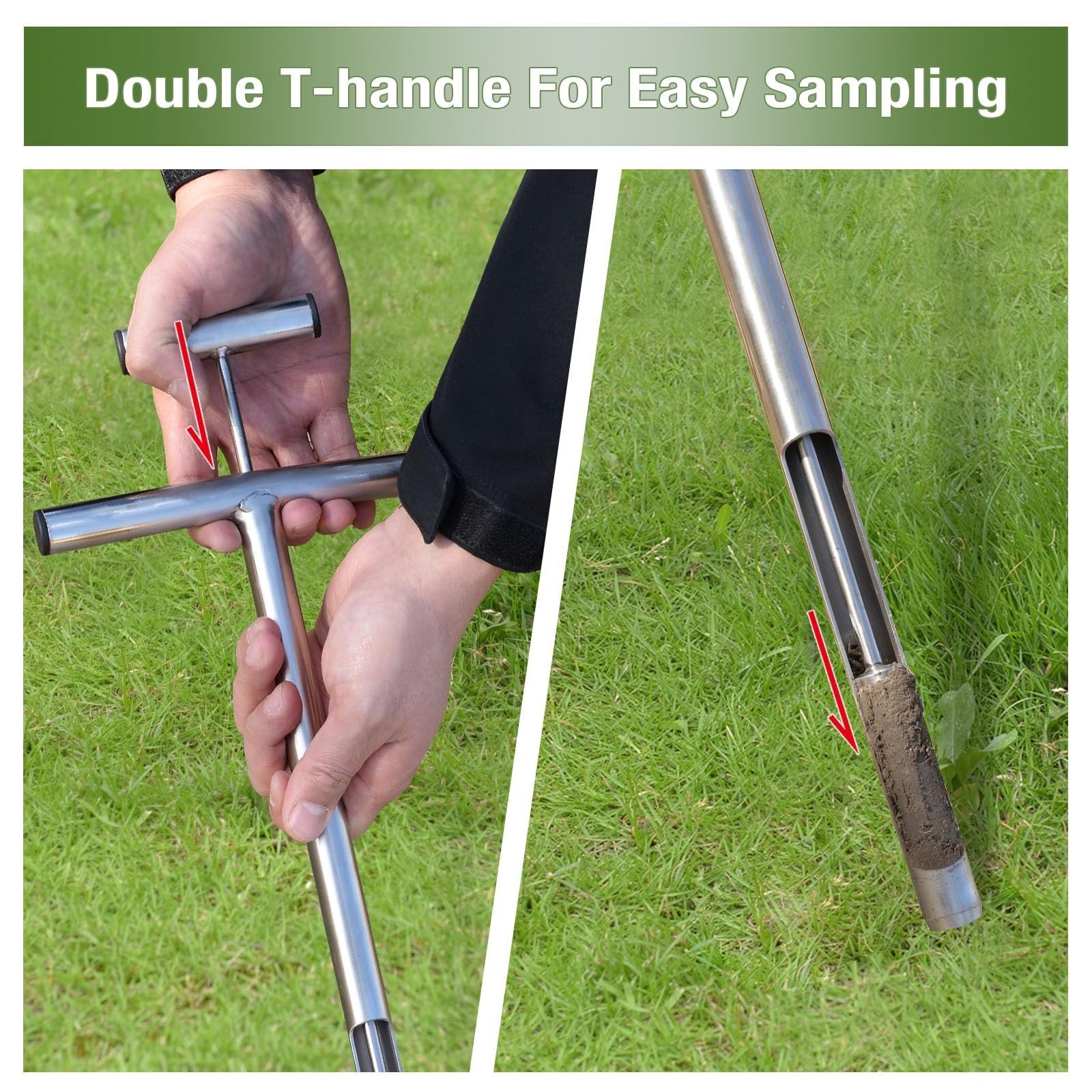 Soil Probe 16 Inch with 2 Bags, Soil Sample Probe with Ejector for Lawn House…