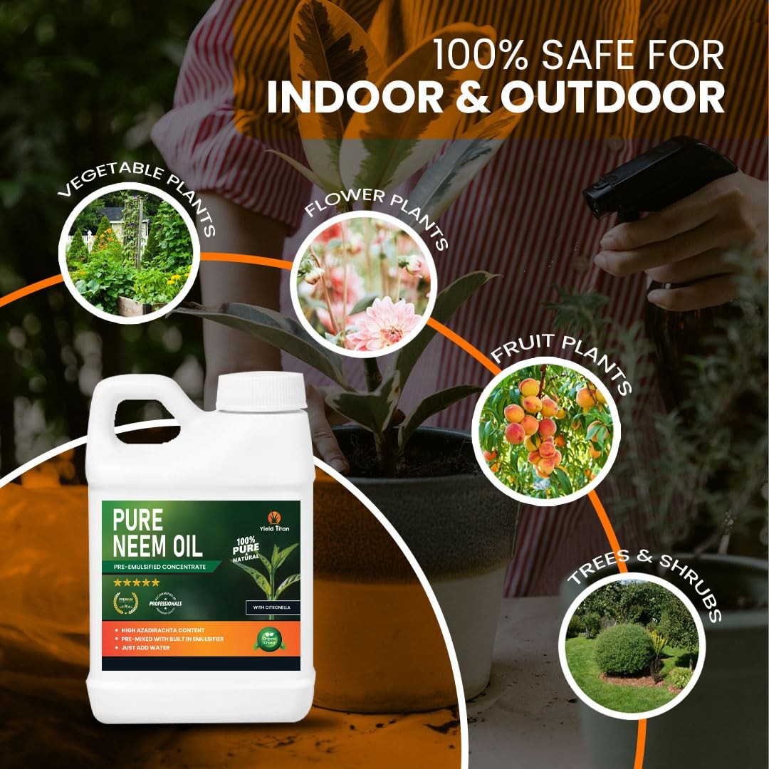 Yield Titan Pure Pre-Emulsified Neem Oil with Citronella – Natural, Add Water