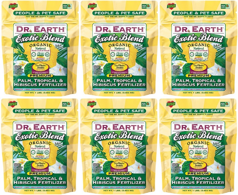 Dr Earth 75064 1 lb Exotic Blend Palm Tropical & Hibiscus Fertilizer – 6 Pack