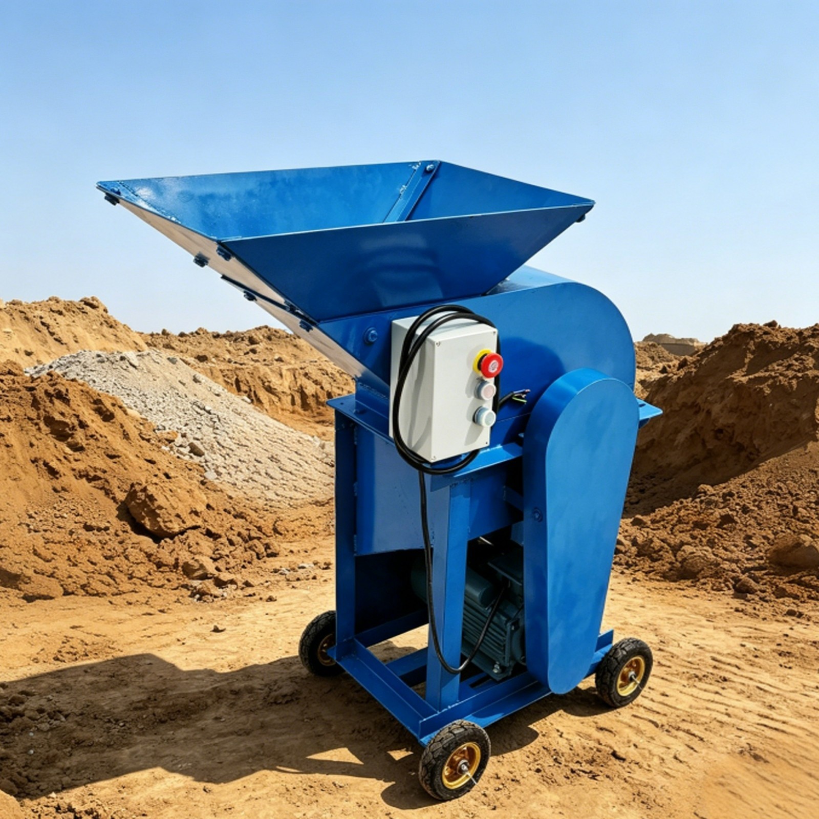 Enlarge Feed Port Soil Crusher Fertilizer Crusher w/Explosion-proof Tires 220V