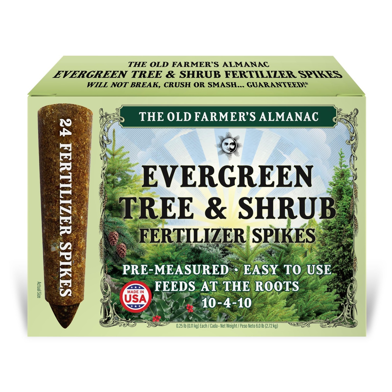Evergreen Tree & Shrub Fertilizer Spikes 10-4-10, 24 Count, 6.0 Lbs – Plant Food