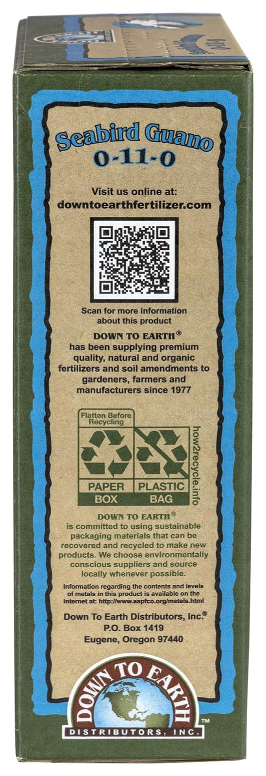 Down to Earth All Natural Seabird Guano Fertilizer Mix 0-11-0, 5 lb