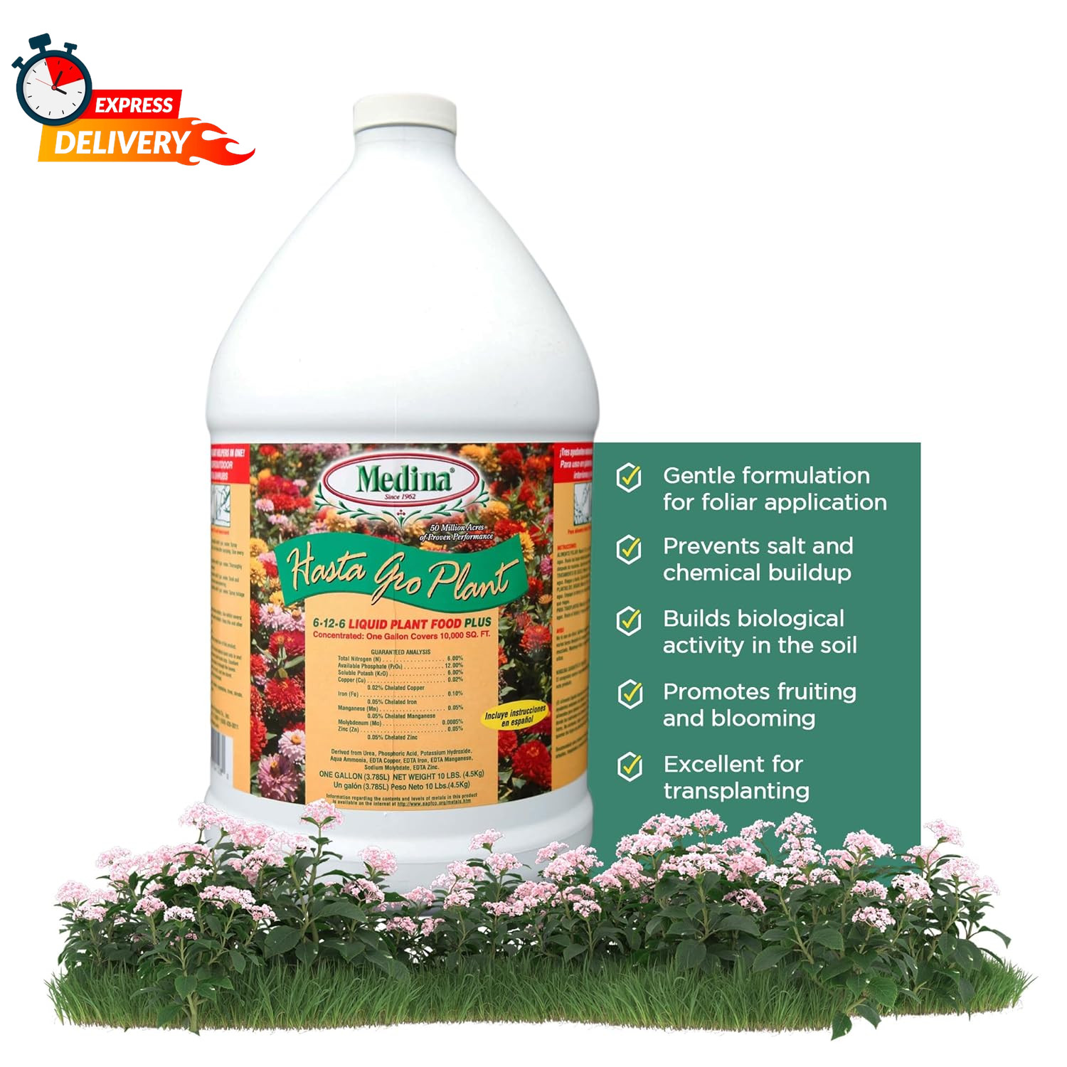 Medina HastaGro Plant Food 6-12-6 Liquid Fertilizer – Natural Plant Fertilizer f