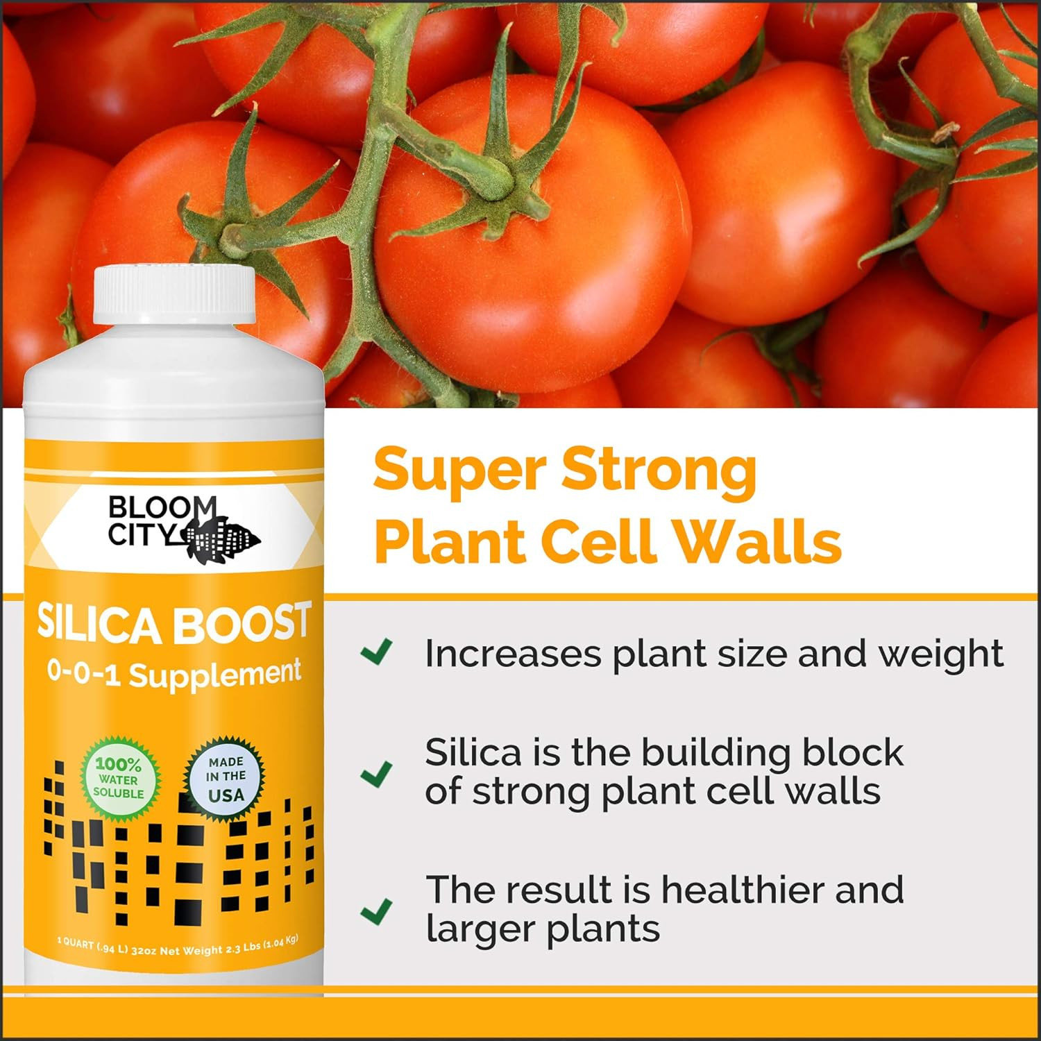 Bloom City Liquid Silica Boost Fertilizer and Supplement, 1/2 Pint (8 Oz) Concen