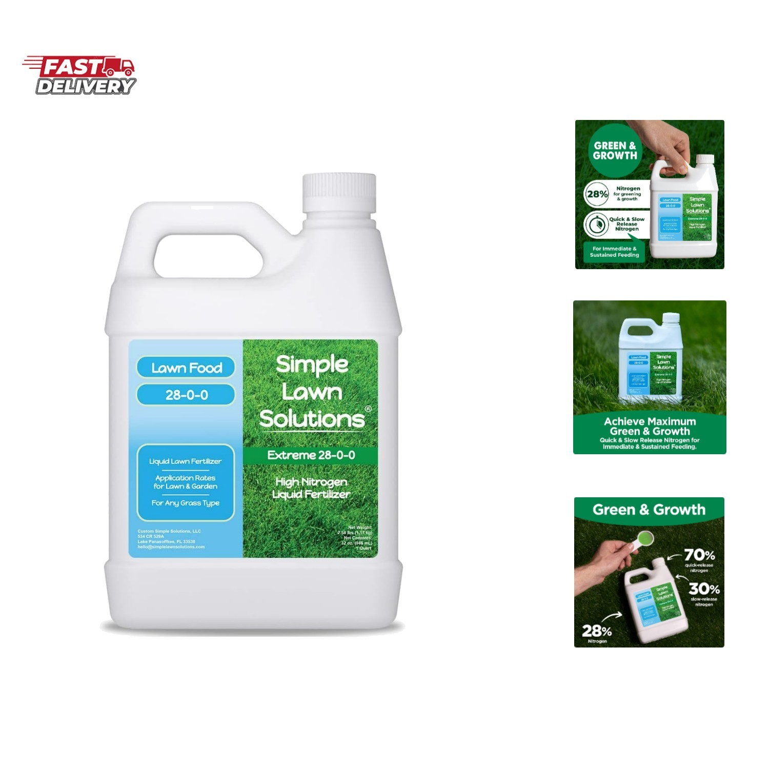 Maximum Green & Growth- High Nitrogen 28-0-0 NPK- Lawn Food Quality Liquid Fe…