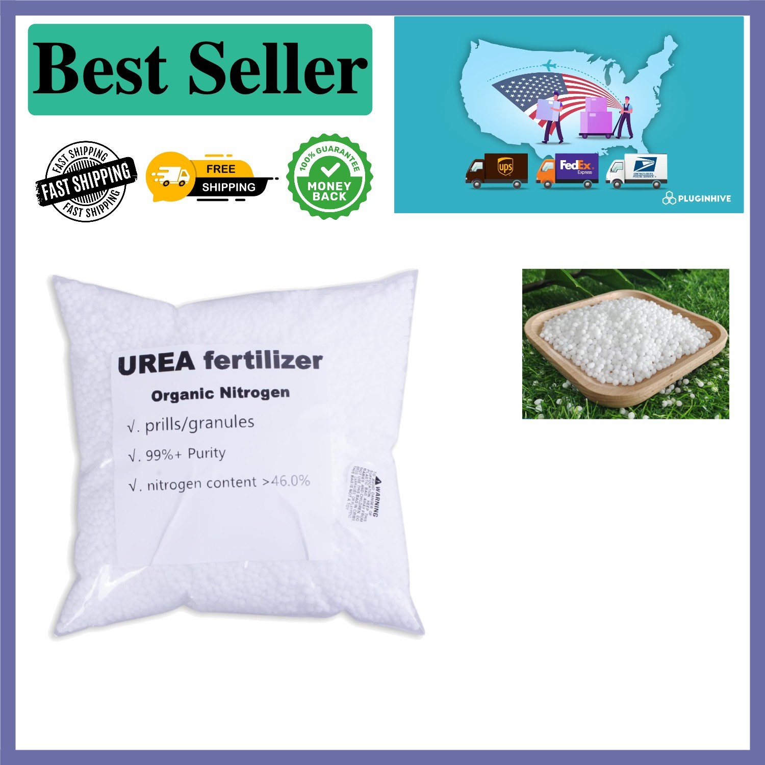 Urea Fertilizer 46% Nitrogen – 0.9 lbs for Vibrant Indoor/Outdoor Plants