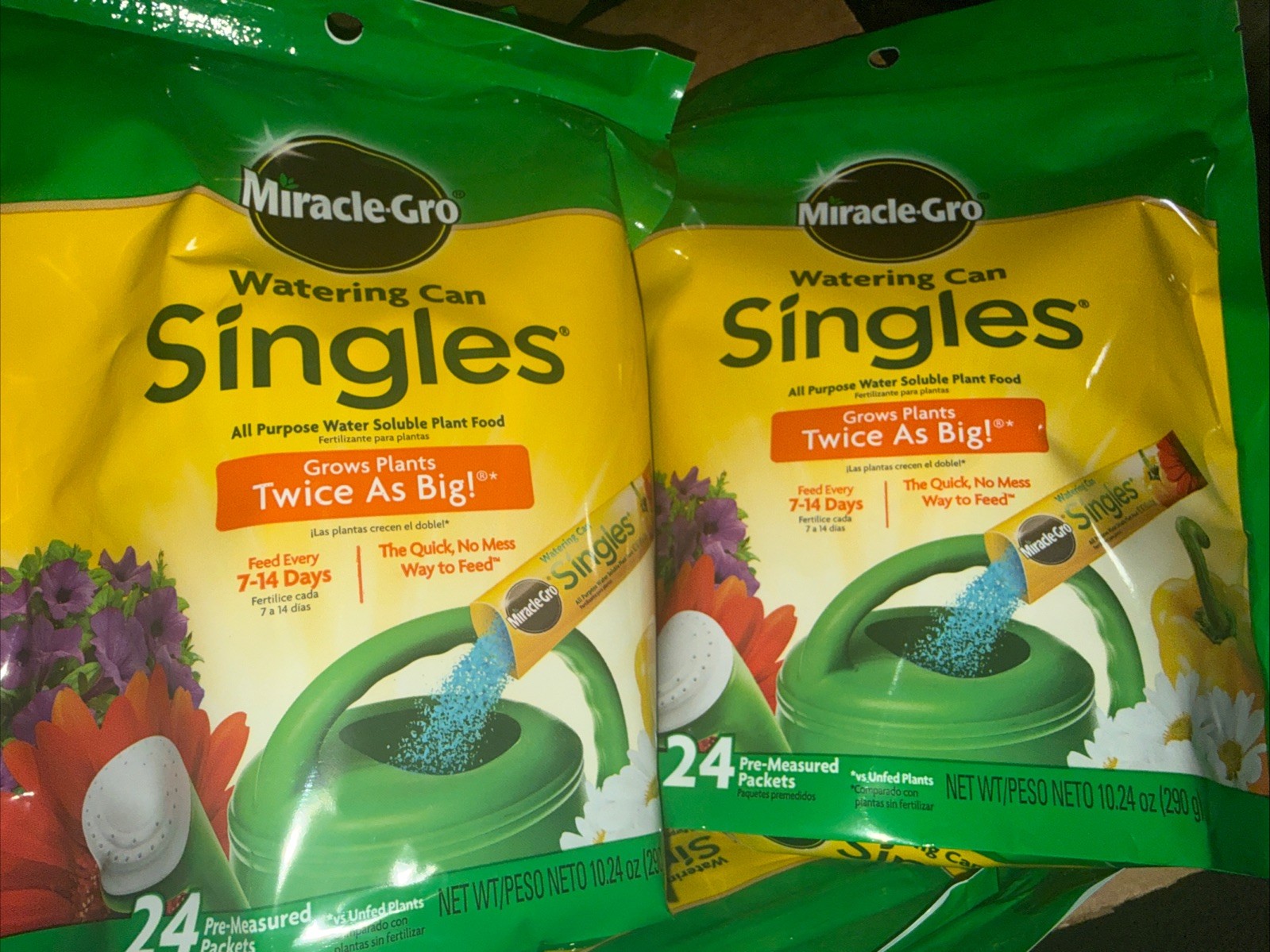2 Bags Miracle-Gro Watering Can Singles – Includes 48 Pre-Measured Packets