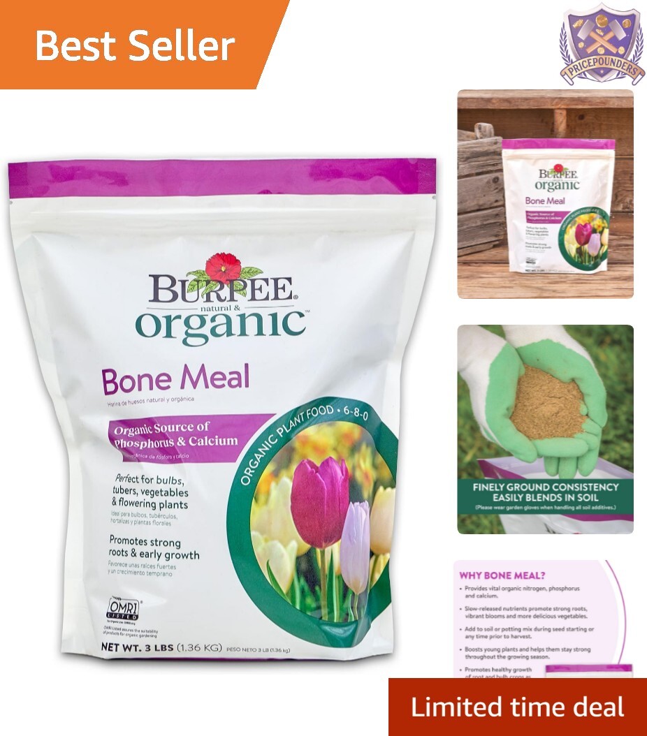 Organic Bone Meal Fertilizer – Promotes Strong Roots for Tomatoes & Bulbs – 3 lb