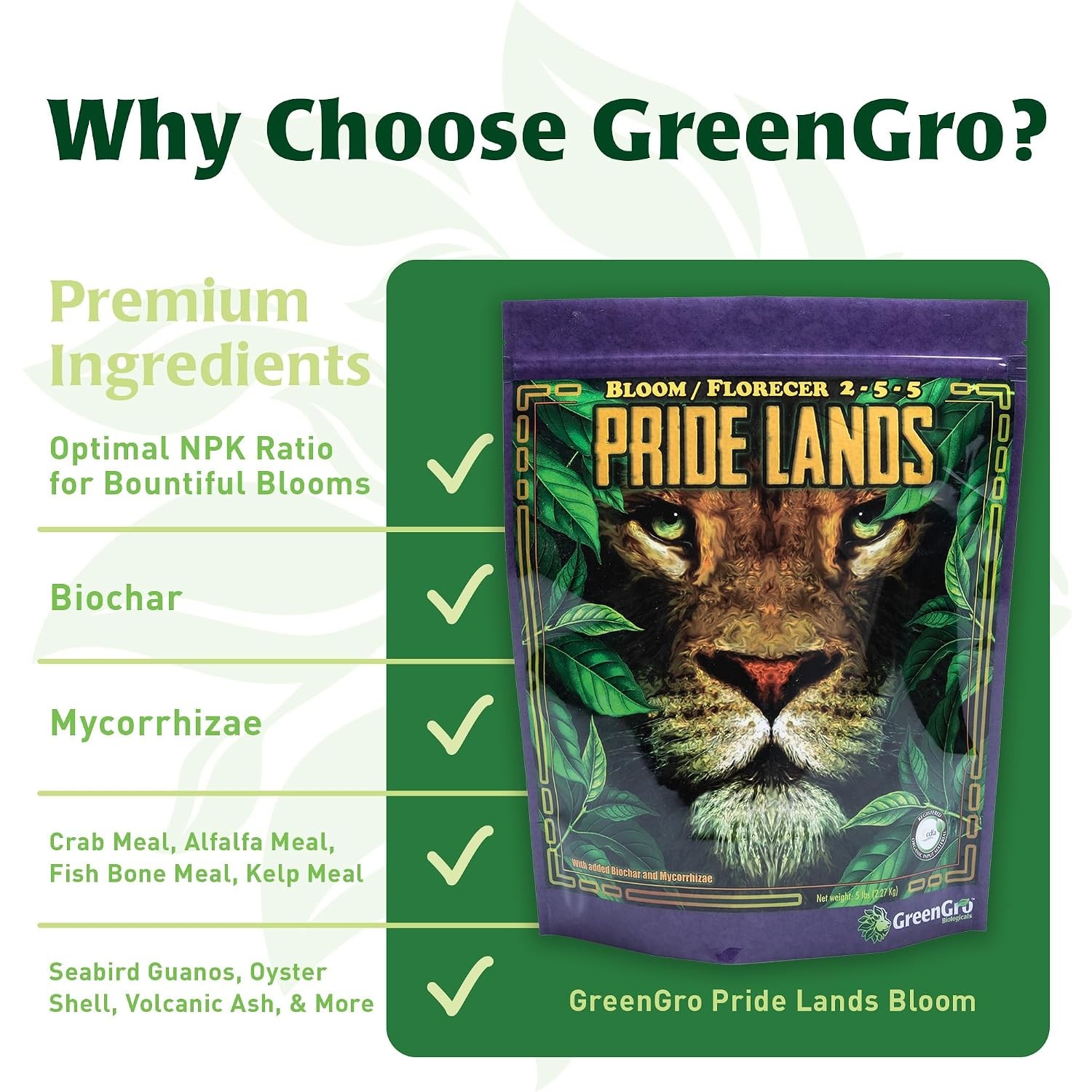 Pride Lands Bloom 2-5.5-5.5 Organic Dry Top Dress Fertilizer Microbes Biochar
