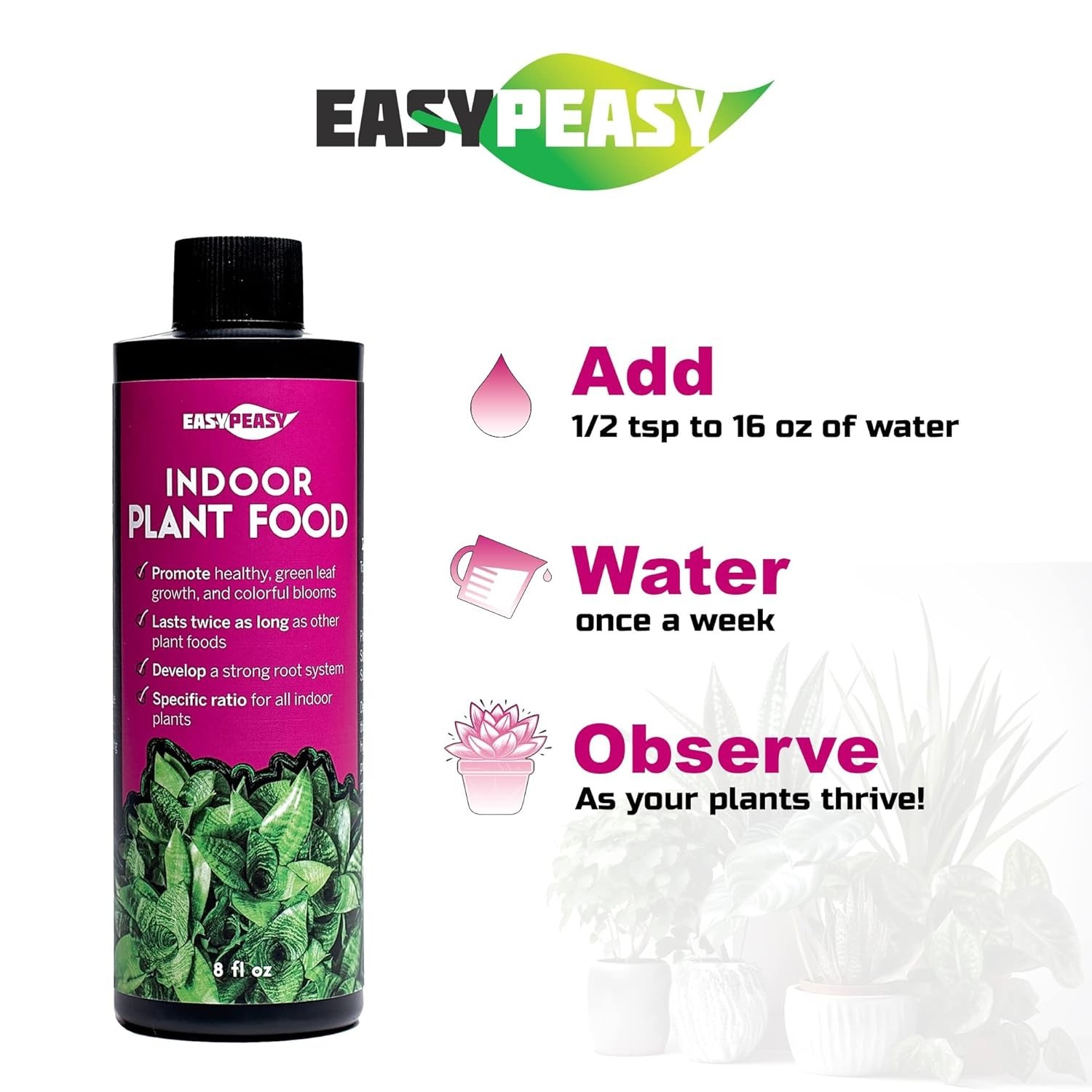 All-Purpose Liquid Fertilizer for Indoor Plants – High Concentrate 8 Fl Oz