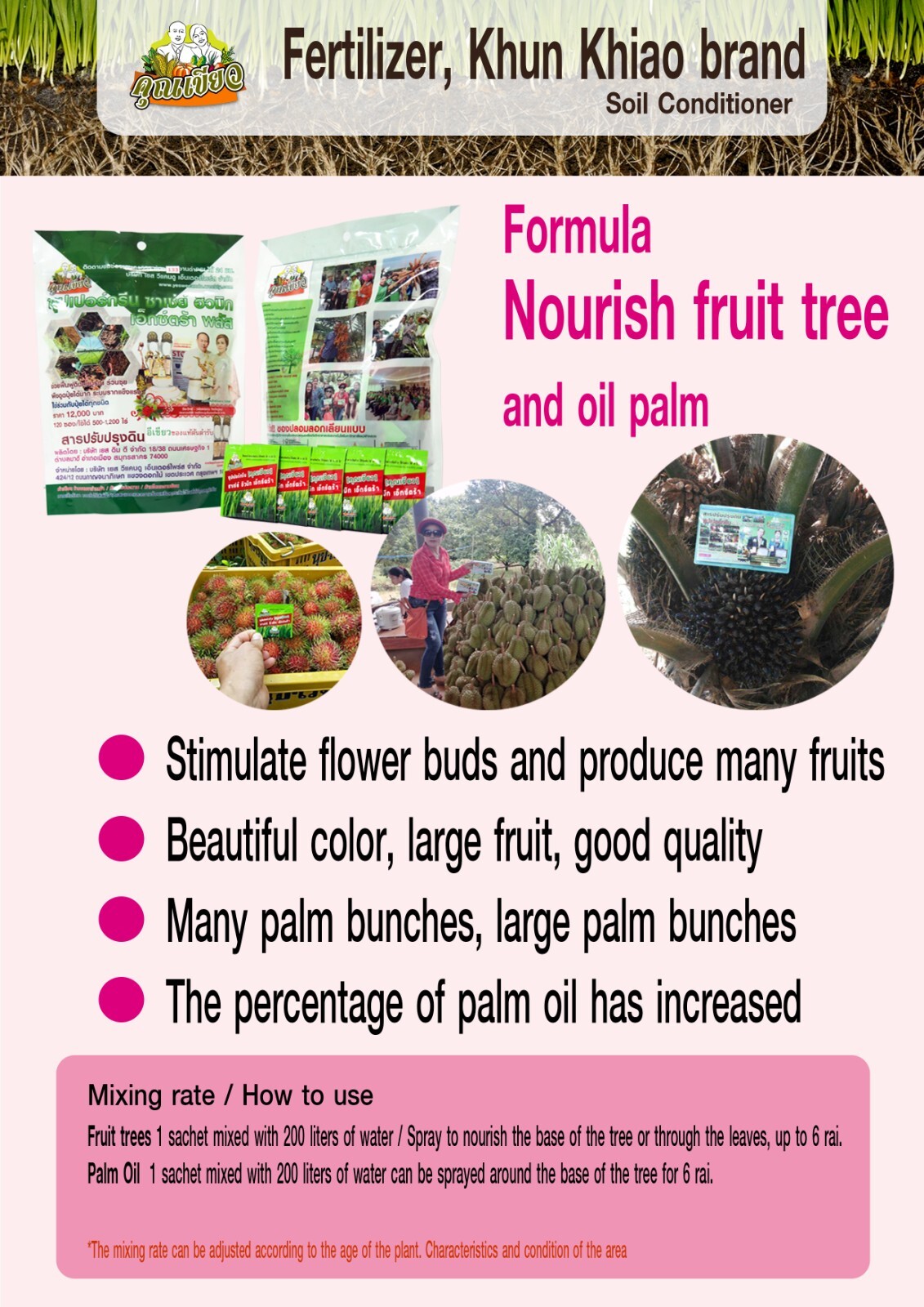1 sachet 1 gram Fertilizer Powder for Soil Conditioning Khun-Khiao Brand