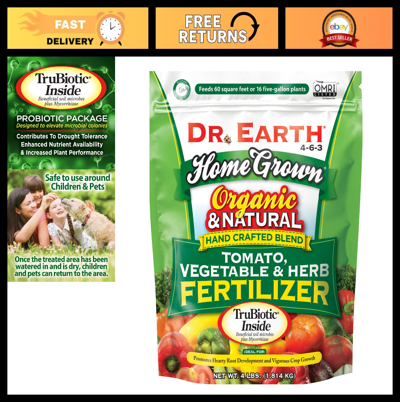 Organic Tomato, Vegetable & Herb Fertilizer – 5 lb Poly Bag for Healthy Plants