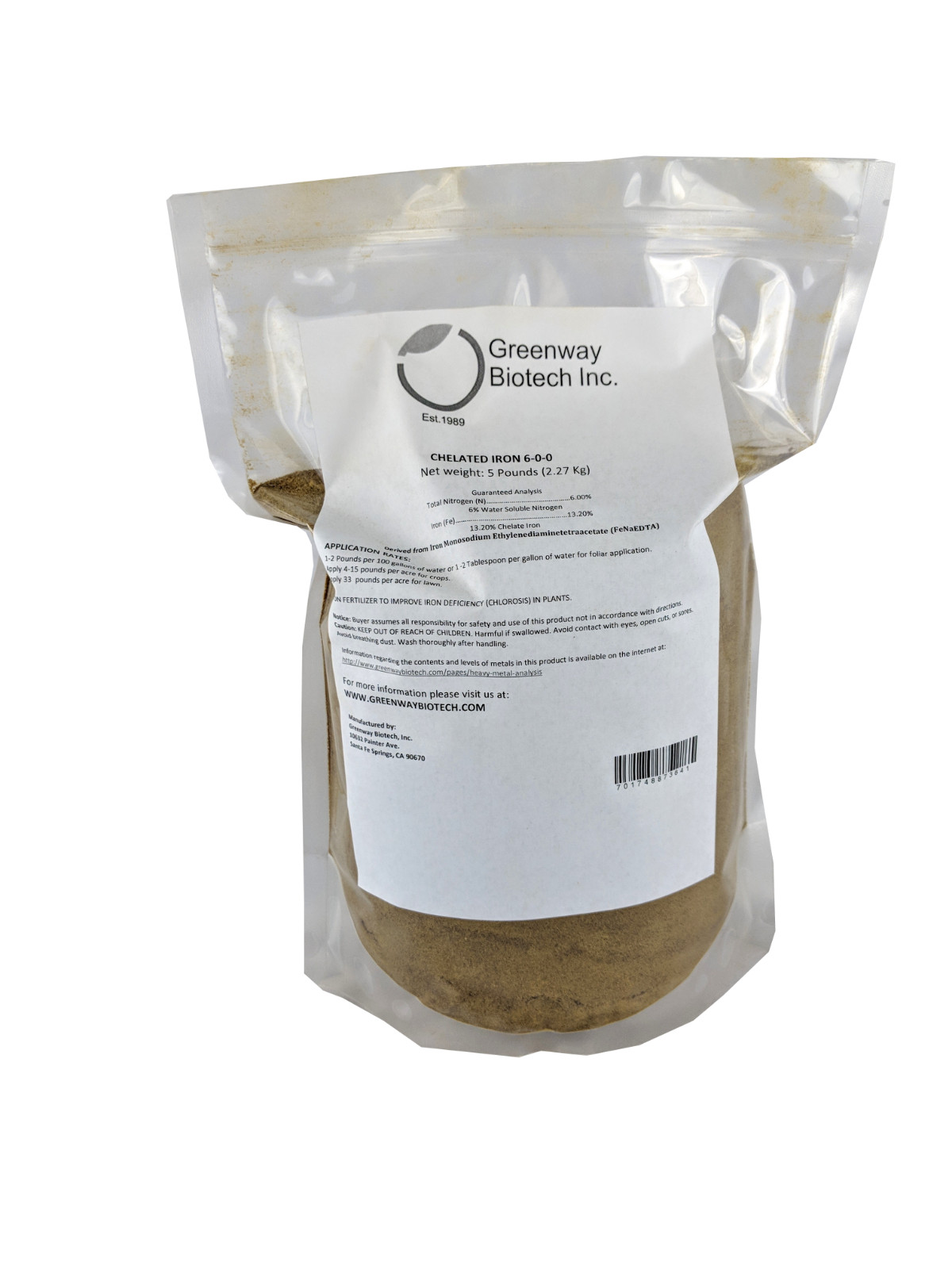 Chelated Iron EDTA Fertilizer 13% Iron Chelate EDTA Hydroponics 5 Pounds