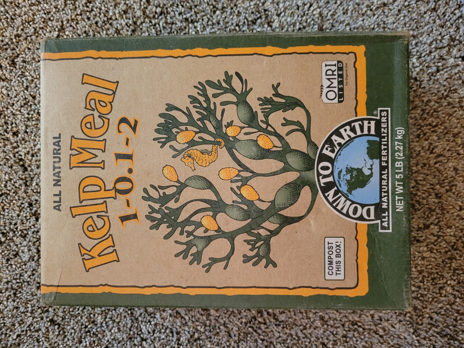 Down To Earth Kelp Meal Fertilizer OMRI Listed 1-0.1-2 for Veggies 5 lb