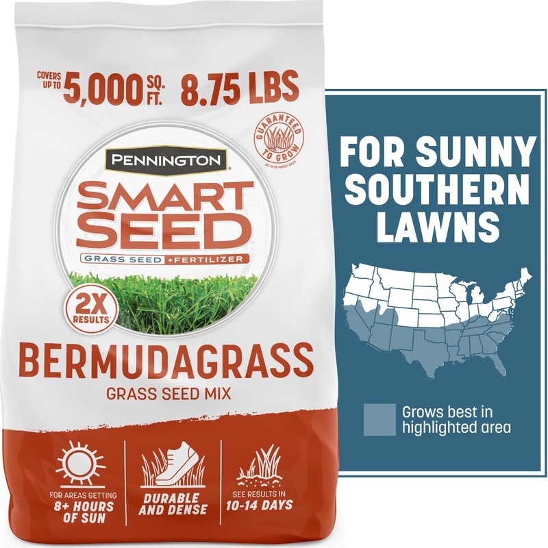 Smart Seed Bermuda Grass Seed Mix Fertilizer Sunny Lawns Fast Growth 5000 sq ft