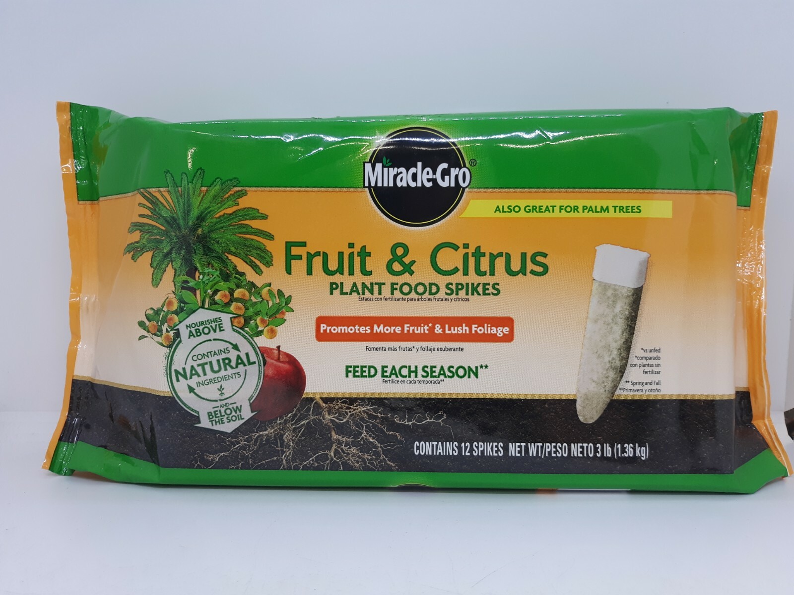 Miracle-Gro Fruit & Citrus Plant Food Spikes 12 Spikes 3 lbs Promotes More Fruit
