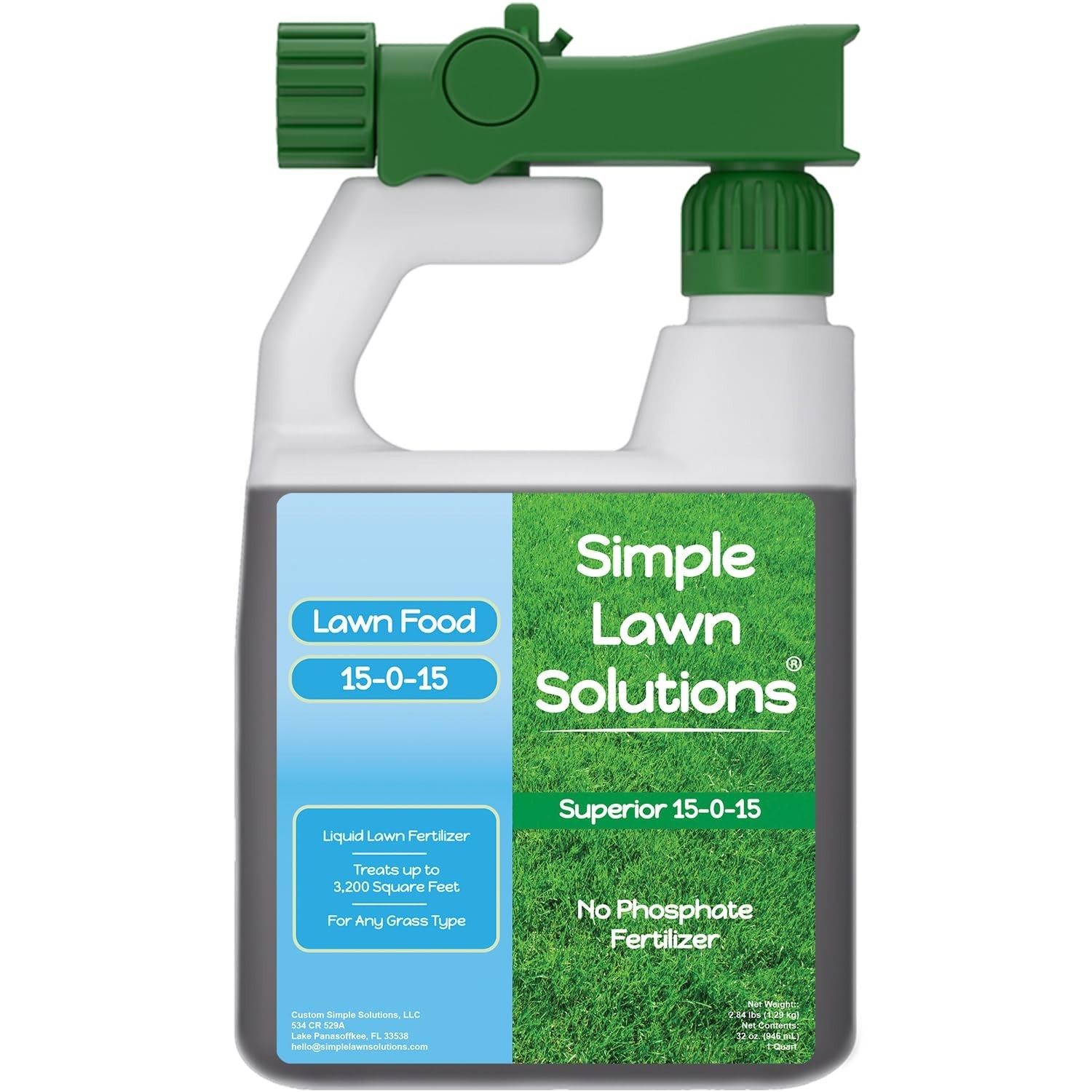 15-0-15 Liquid Lawn Fertilizer – All Season Grass Food with Humic & Seaweed – 32