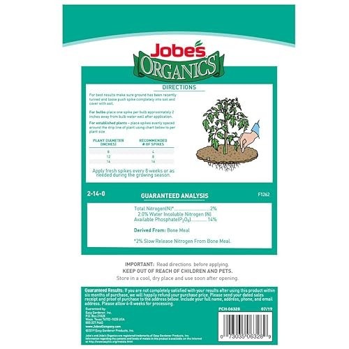 Bone Meal Fertilizer Spikes 50 Count Organic 2-14-0 NPK for Bulbs Tomatoes
