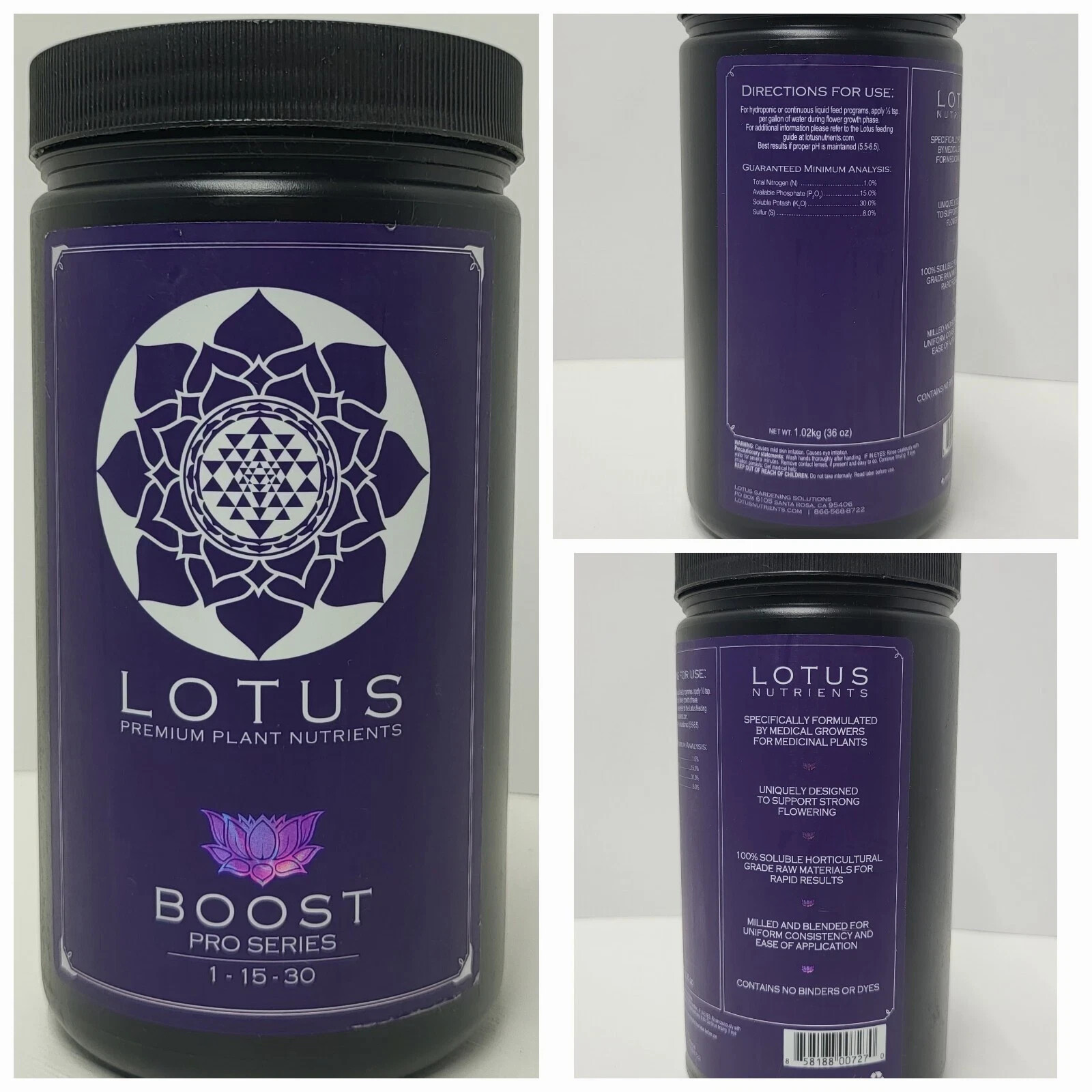 Lotus Nutrients BOOST Pro Series, All Natural Premium Plant Nutrients 36 oz.