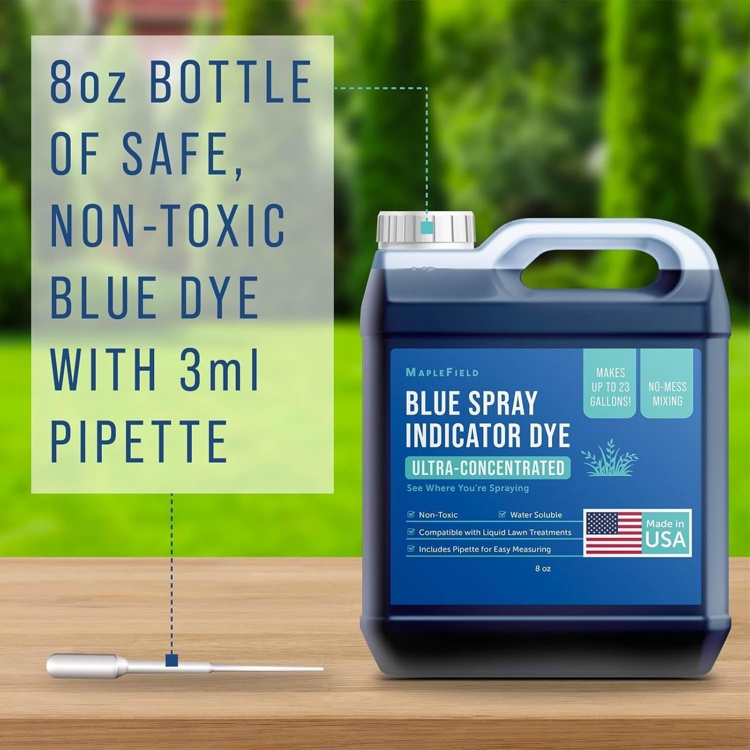 Blue Spray Indicator Dye – 8 oz Bottle with Pipette – Lawn Dye for Sprayers &…
