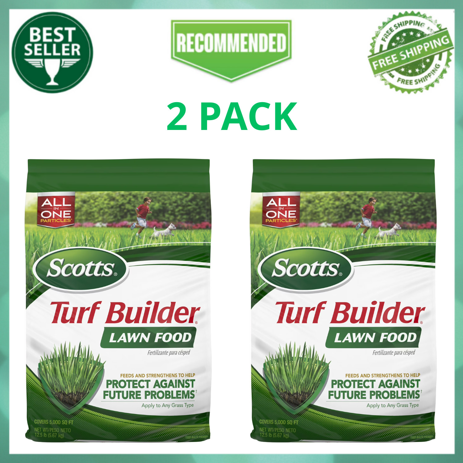 Scotts Turf Builder Lawn Fertilizer, 5,000 sq. ft., 12.5 lbs, 2 Pack