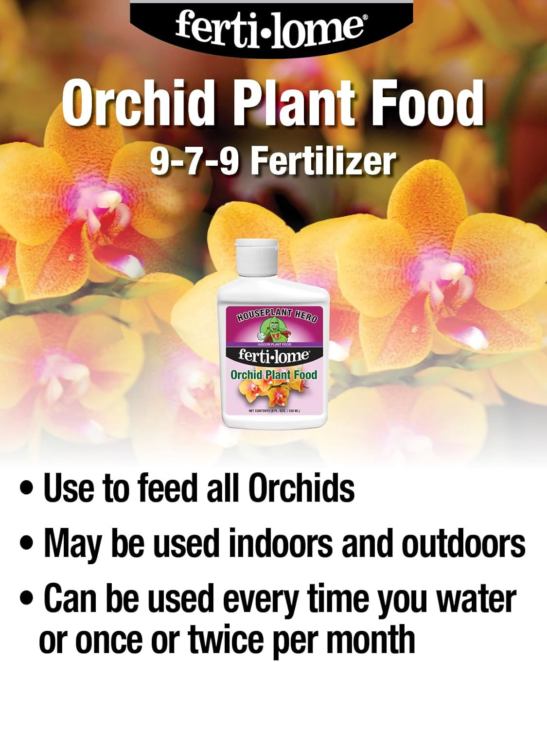Houseplant Hero Orchid Plant Food – 9-7-9 House Plant Fertilizer (8 Ounces)