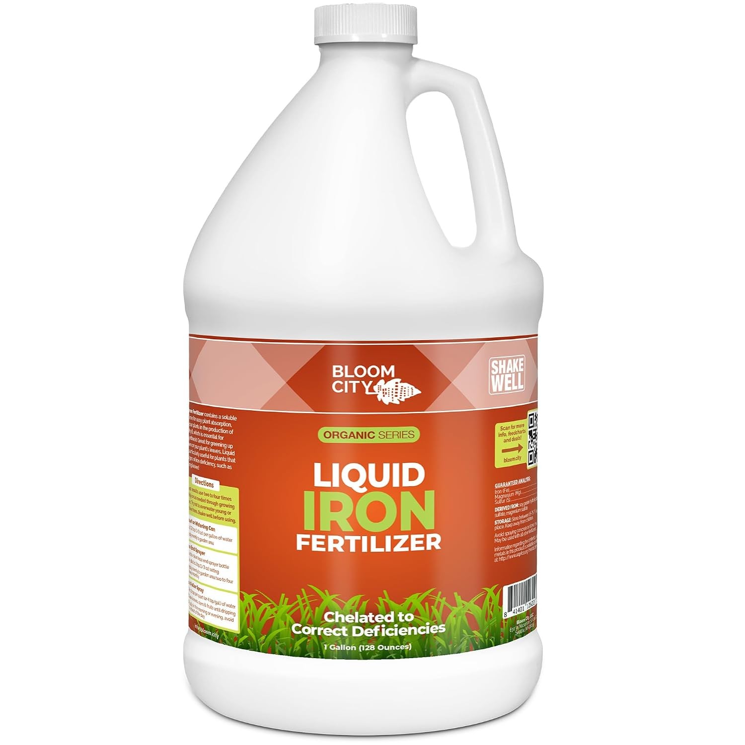 Chelated Liquid Iron Supplement 8oz Organic for Lawns & Plants with Plant Growth