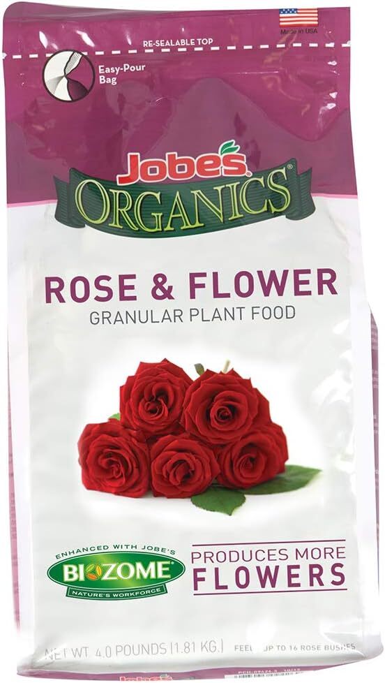 Jobe’s 09423 Organics Flower & Rose Granular Fertilizer with Biozome, 4 pound