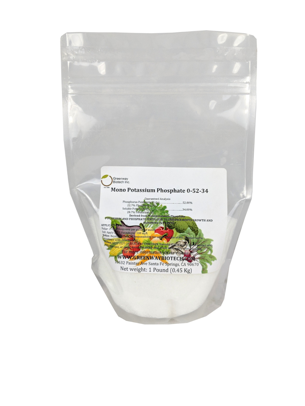 Monopotassium phosphate MKP 0-52-34 Soluble Monopotassium Phosphate 1 Pound