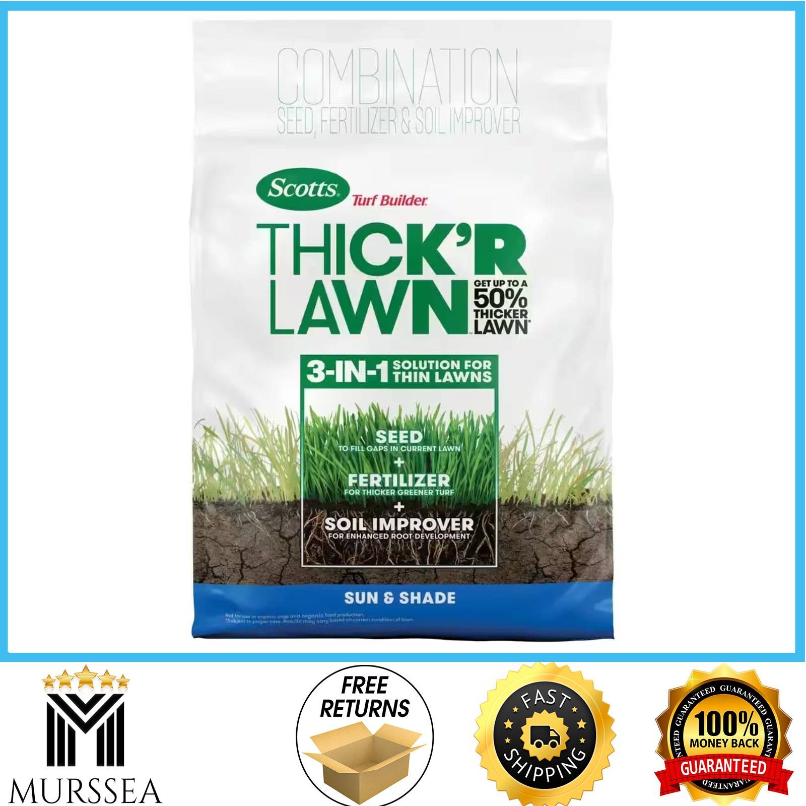 Turf Builder 12 Lbs. 1,200 Sq. Ft. THICK’R LAWN Grass Seed, Fertilizer, and Soil