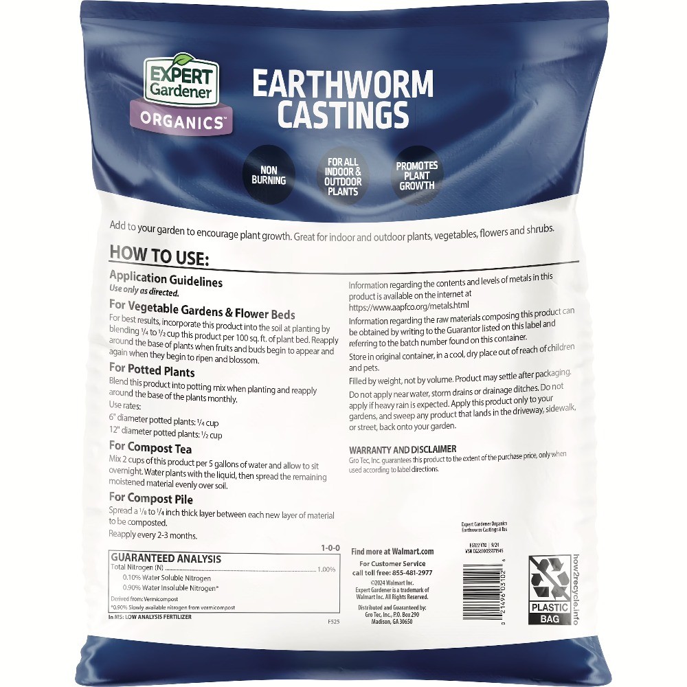 Expert Gardener Earthworm Castings Plant Food, 8 Pound