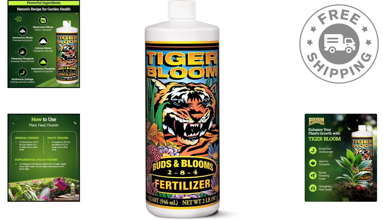 Tiger Bloom Liquid Fertilizer Concentrate 1 Quart – Boost Flower & Fruit Growth