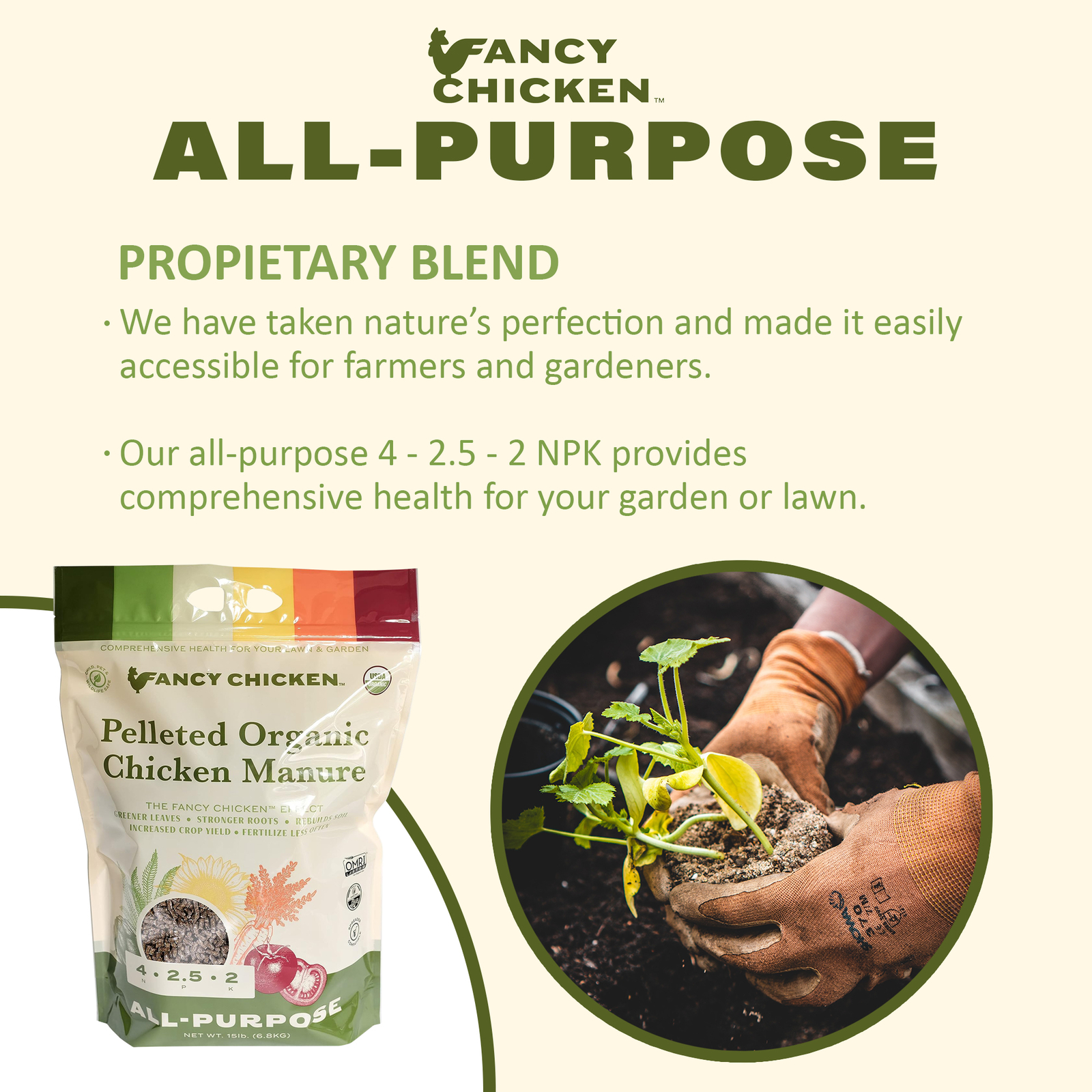 Fancy Chicken All-Purpose Pelleted Manure Plant Food, 15lbs (Pack of 2)
