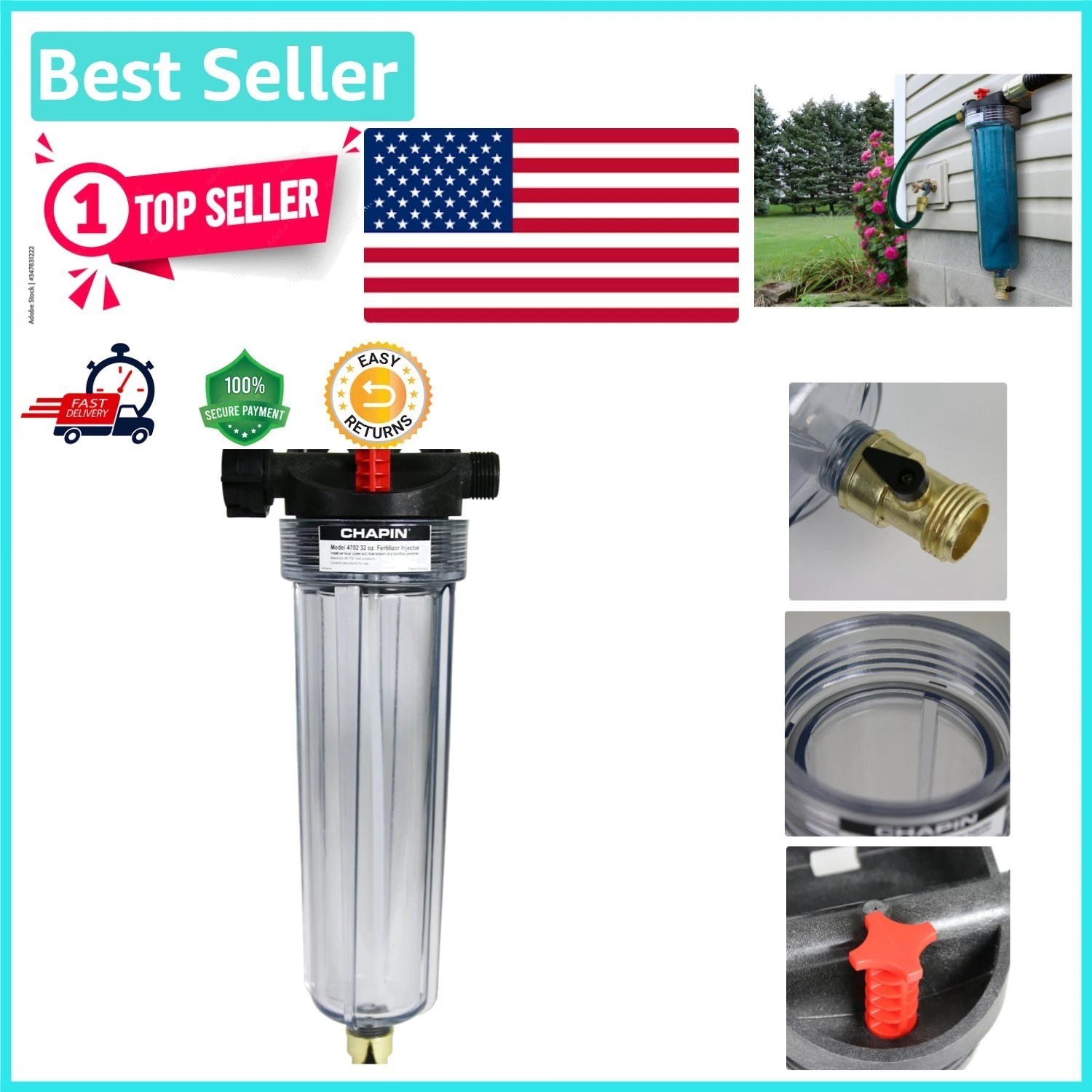 Versatile 32-Ounce Chapin HydroFeed Injector: Perfect for Any Irrigation Setup