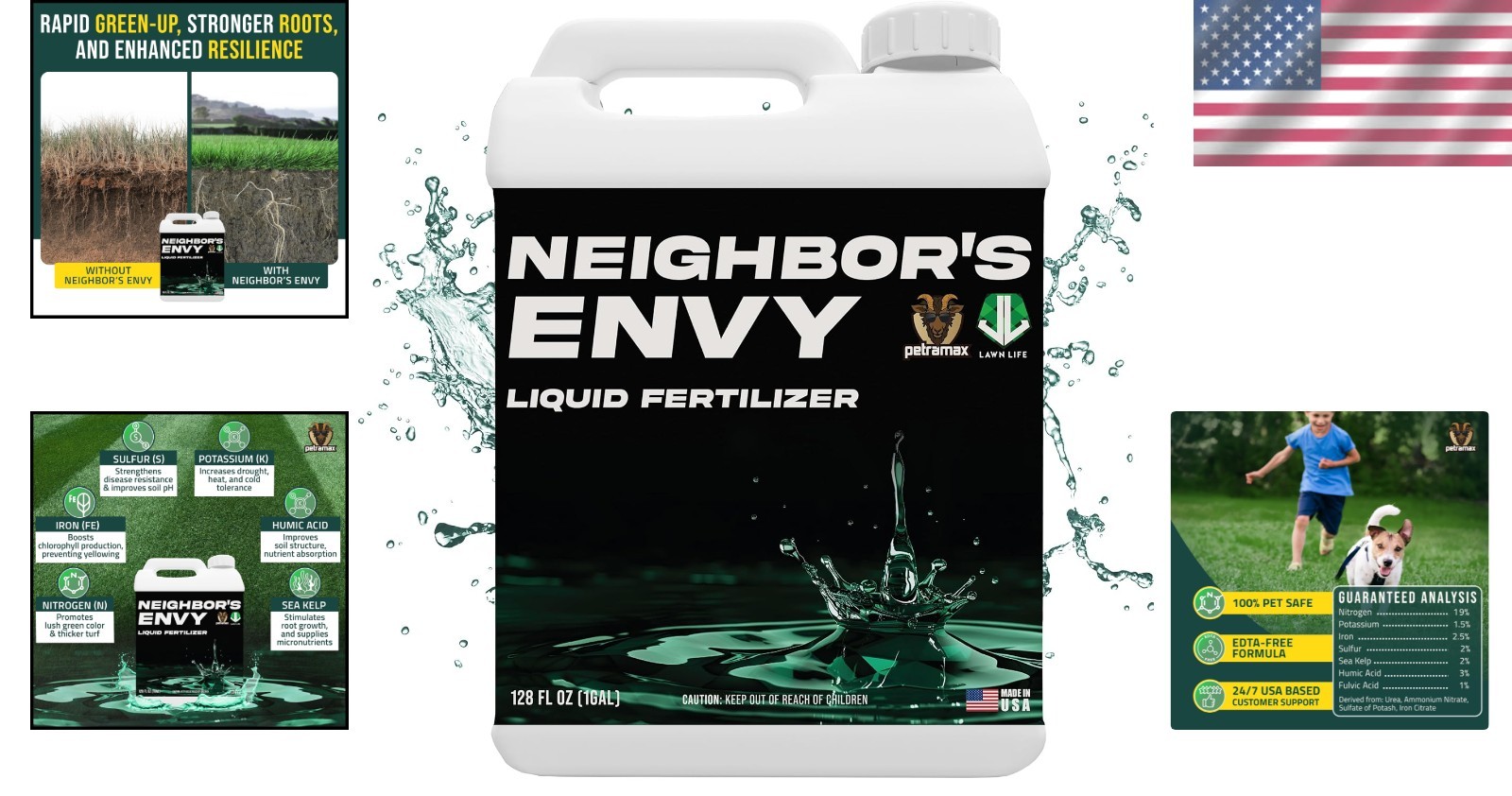 Safe & Effective 7-in-1 Neighbor’s Envy Fertilizer – 1 Gallon, Lawn Revitalizer