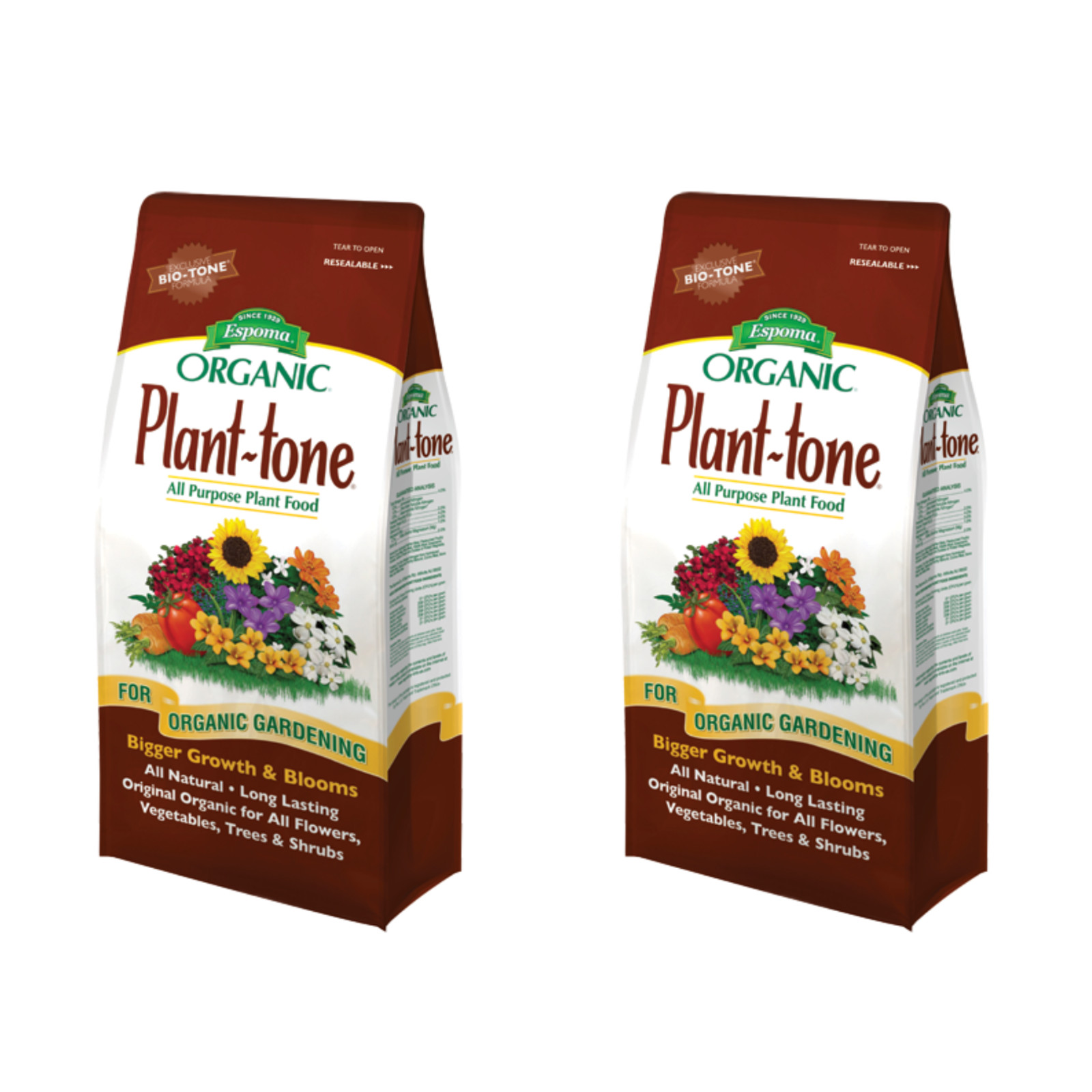 Espoma Organic Plant-tone All Natural, All-Purpose Fertilizer, 18 lb Bag, 2 Pack
