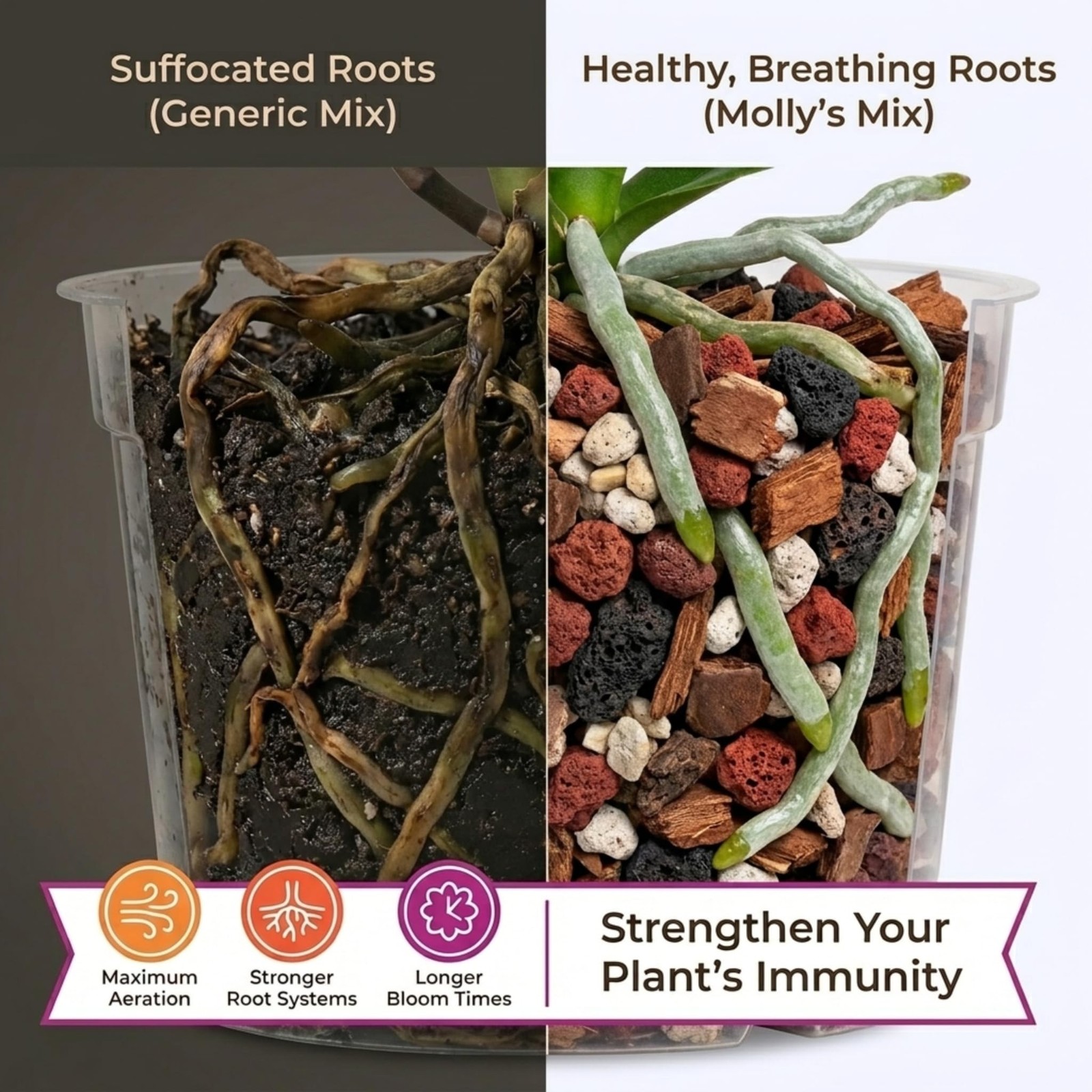 Molly’s Orchid Potting Mix – Premium Gritty Soilless Orchid Mix – Chunky High…