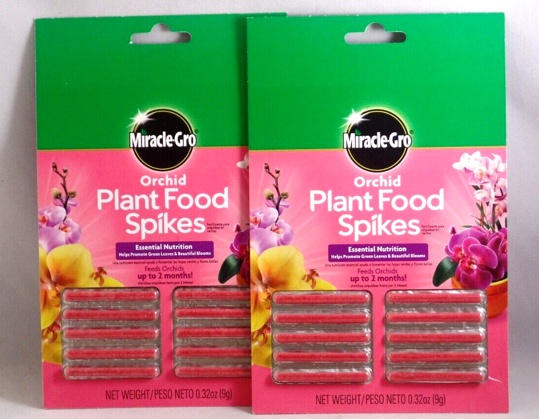 LOT OF 2 Miracle-Gro (#1003661) Orchid Plant Food Spikes (10 spikes per pack)
