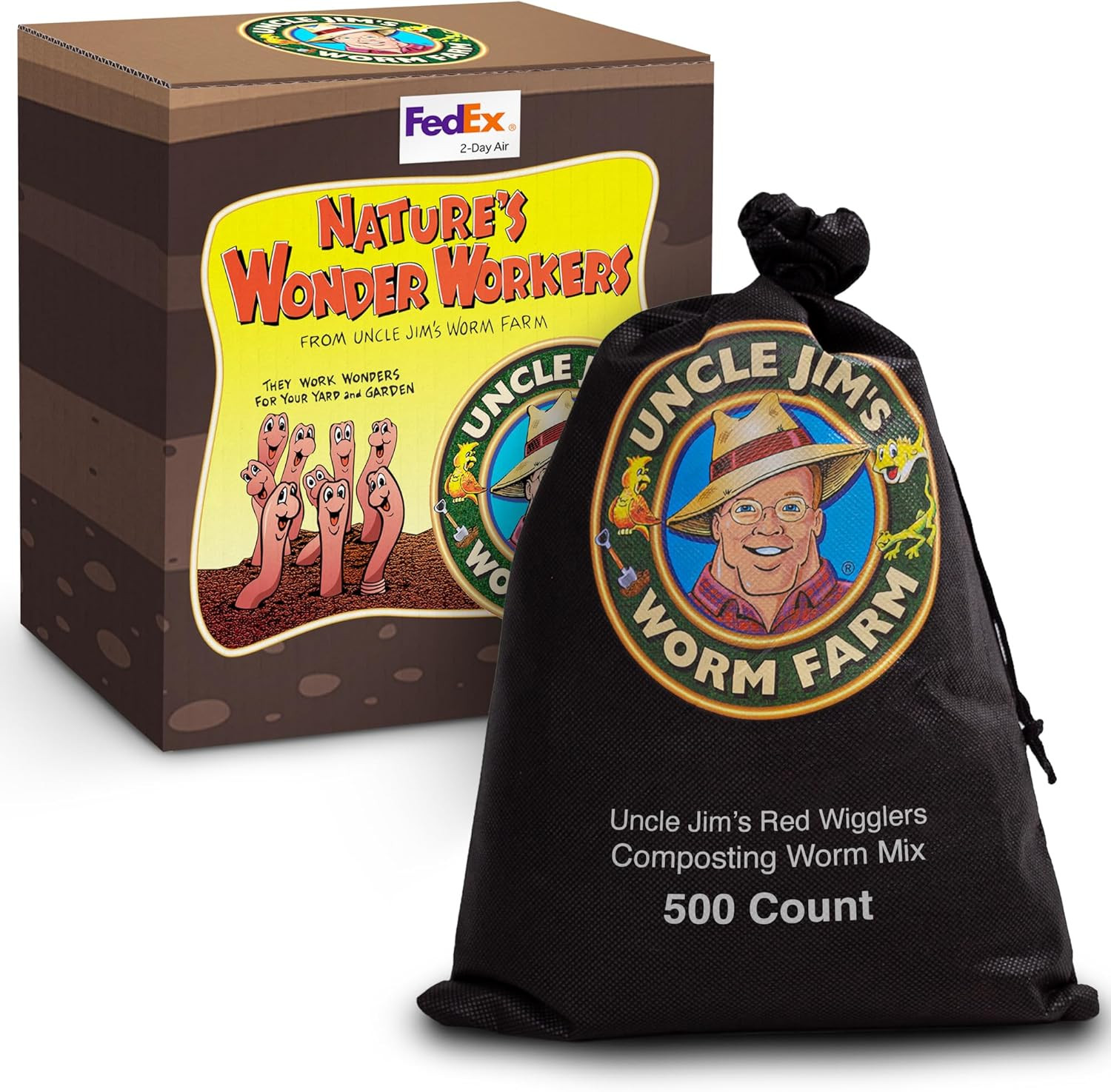 500 Count Red Wiggler Composting Worms Mix for Garden Soil or Fishing | Starter