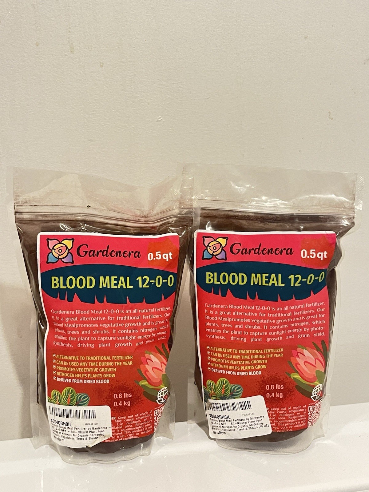 2 Pack Gardenera Blood Meal 12-0-0 Organic Plant Fertilizer 16 oz Each