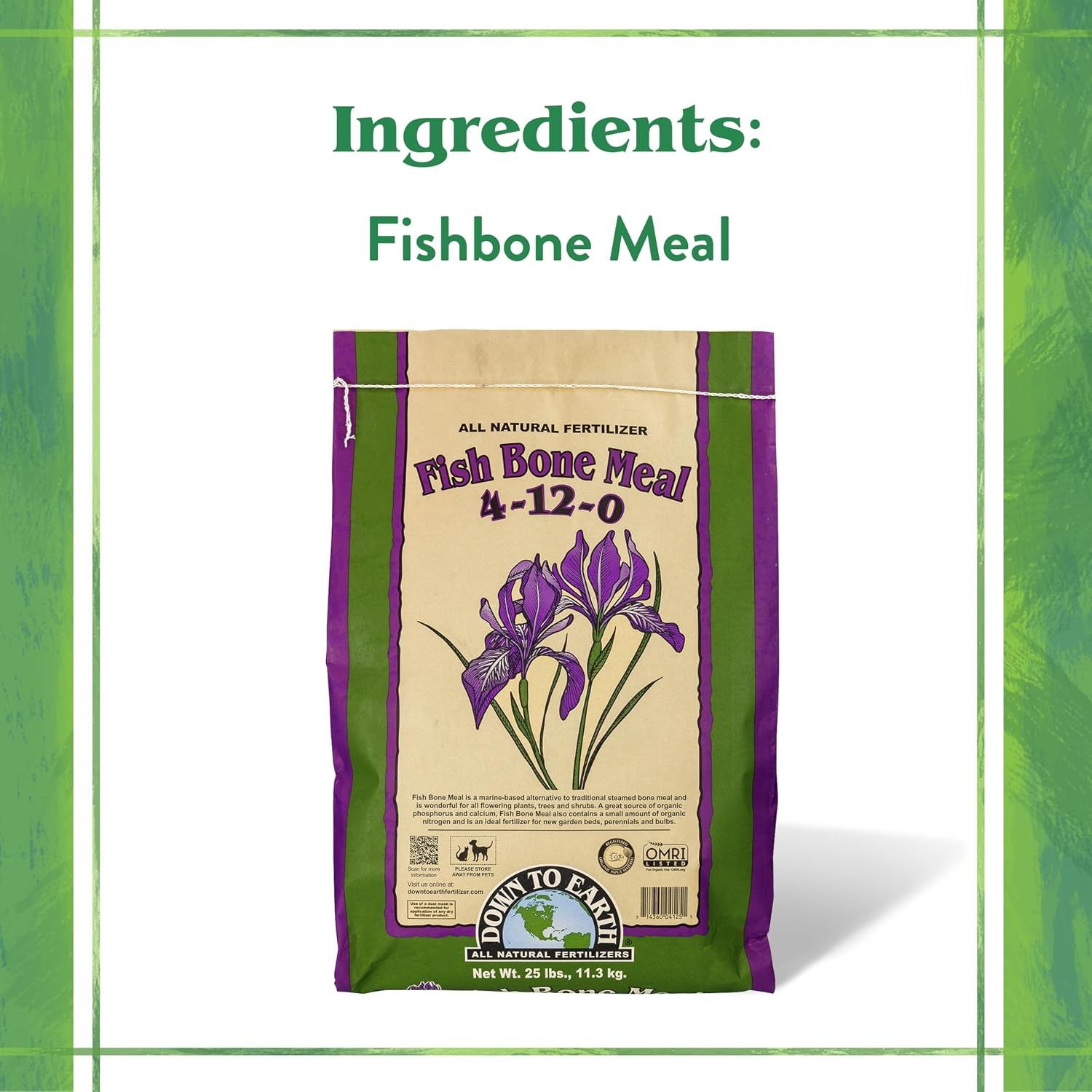 Organic Fish Bone Meal 4-12-0 25lb High Phosphorus Plant Food Buds Bulbs Blooms