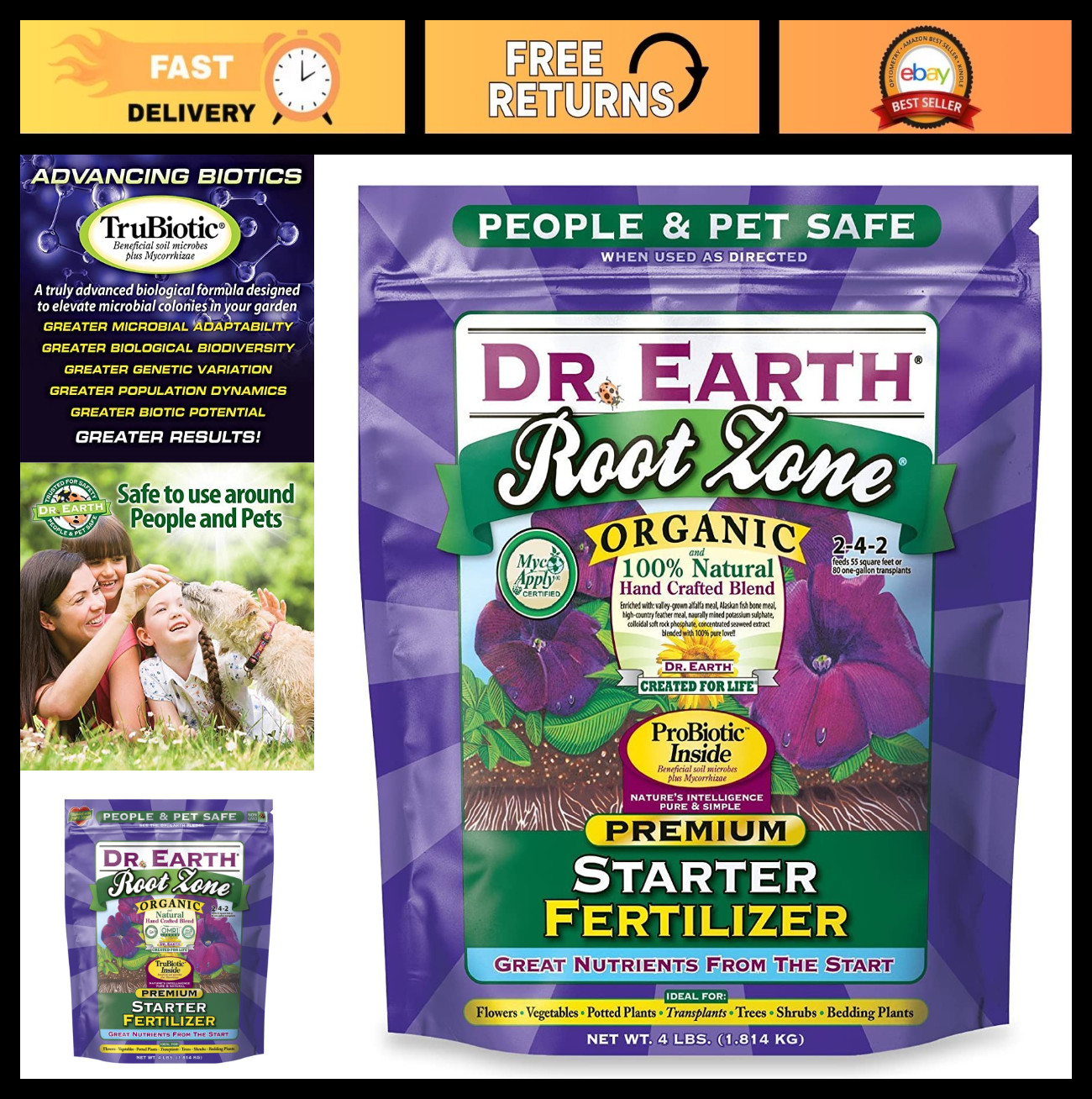 Organic Starter & Transplant Fertilizer, 4 lb – All-Natural Plant Food, Soil Boo