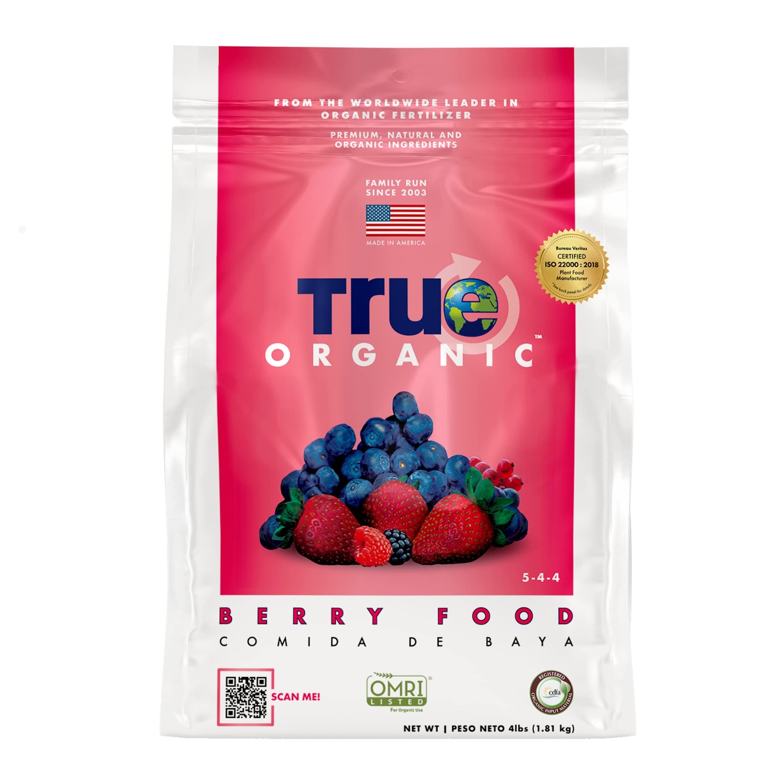 True Organic Berry Food 4lb Fertilizer for Berries and Acid Loving Plants