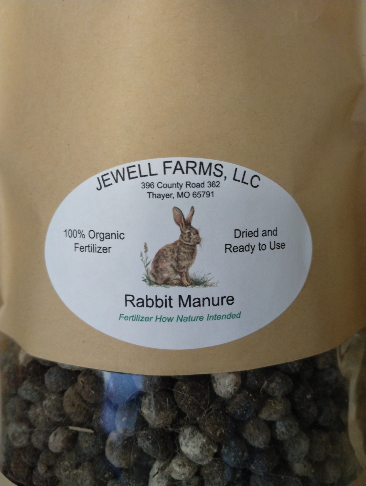 1lb bag of Rabbit Manure by Jewell Farms, LLC