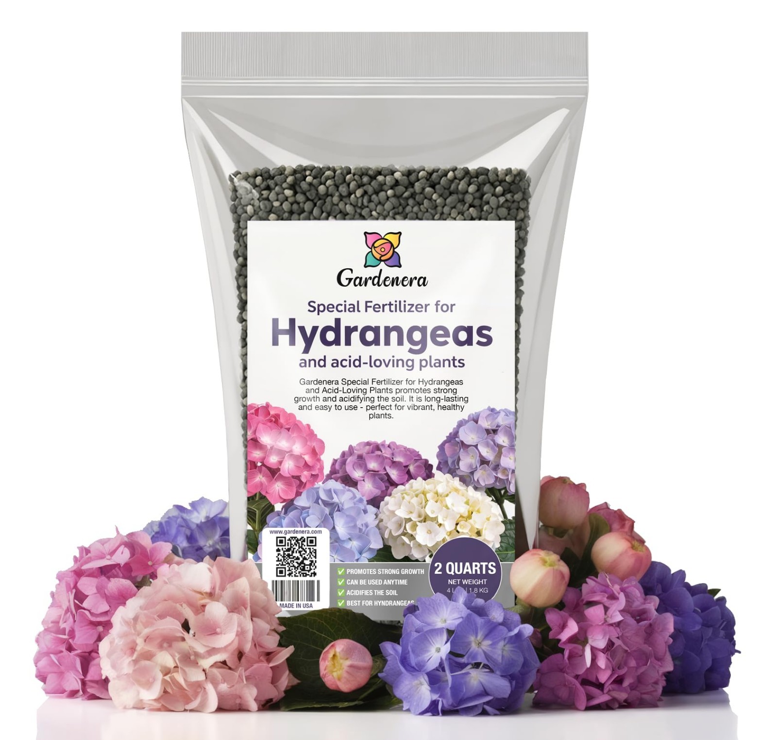 Premium 8-4-8 Acidic Fertilizer for Hydrangeas – Iron & Sulfur Soil Acidifier –